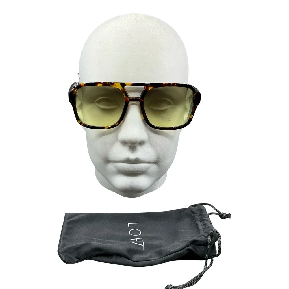 LOFT Plastic Tortoise Aviator Sunglasses Yellow Tint Lens LG58366-EW1-NS-Y